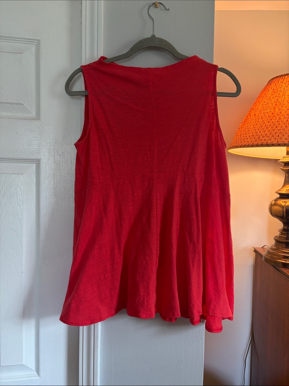 Anthropologie Red Sleeveless Flared Tank Top